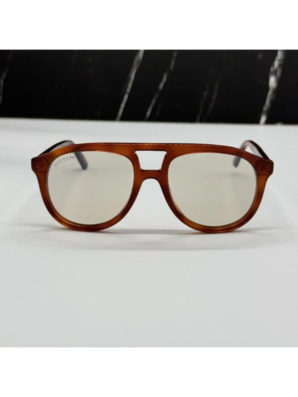 New Gucci GG1320S 001 Aviator Unisex Sunglasses With Transition Lenses
